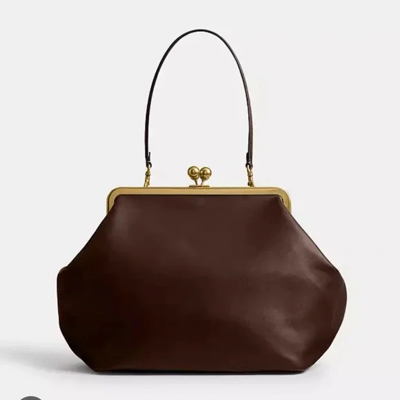 Coach Brown Clutch with Gold Accents - Picture 2 of 13